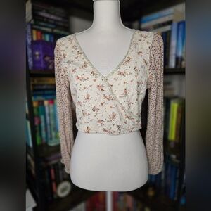 American Eagle Floral Wrap Top